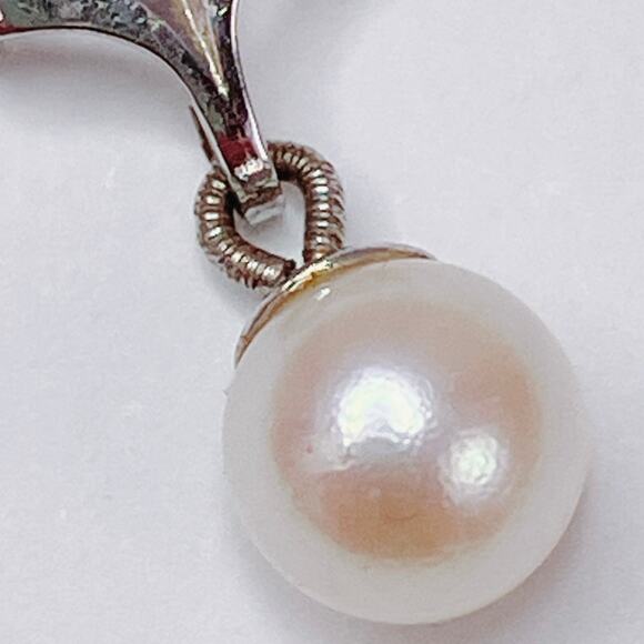 Vintage Signed Marvel Sterling Silver Pearl Pendant Necklace Mid Century 40s–50s - Picture 7 of 16